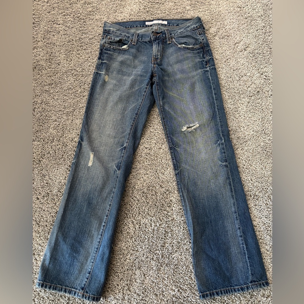 Old Navy Distressed Faded Womens Blue Jeans Size 2 Regular